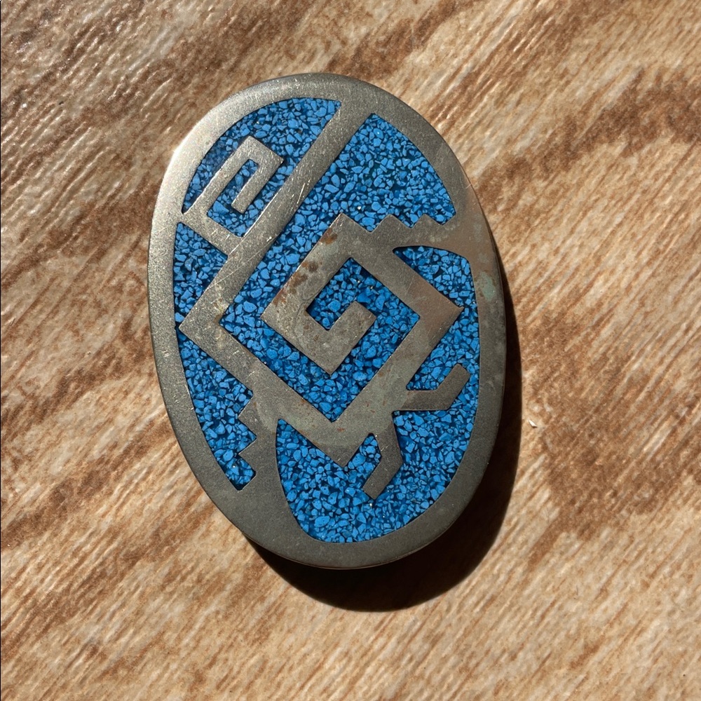 Vintage Elegant turquoise and silver  Brooch